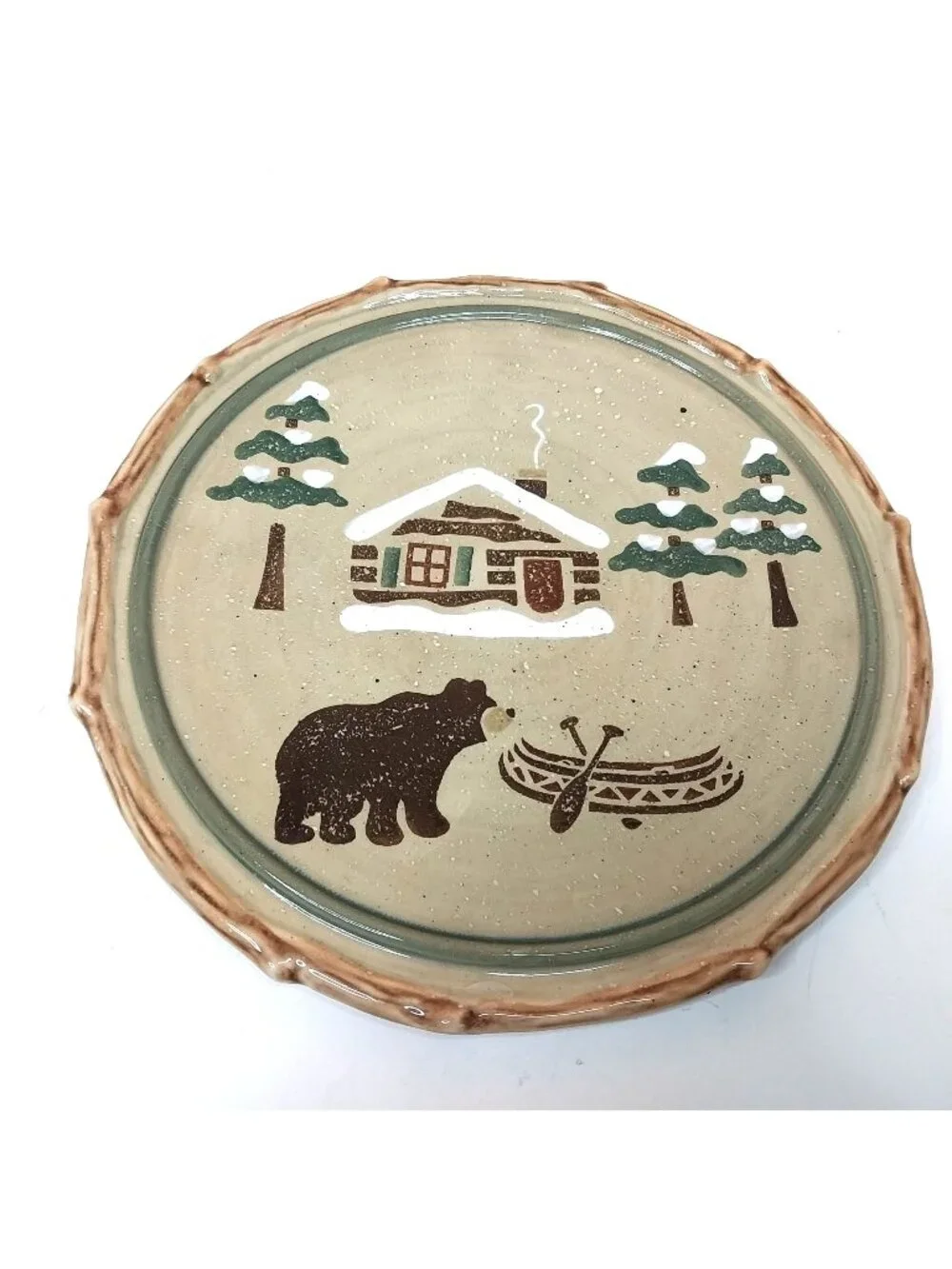 Sonoma Lodge Ceramic Trivet Cabin Bear Canoe Design 8.5